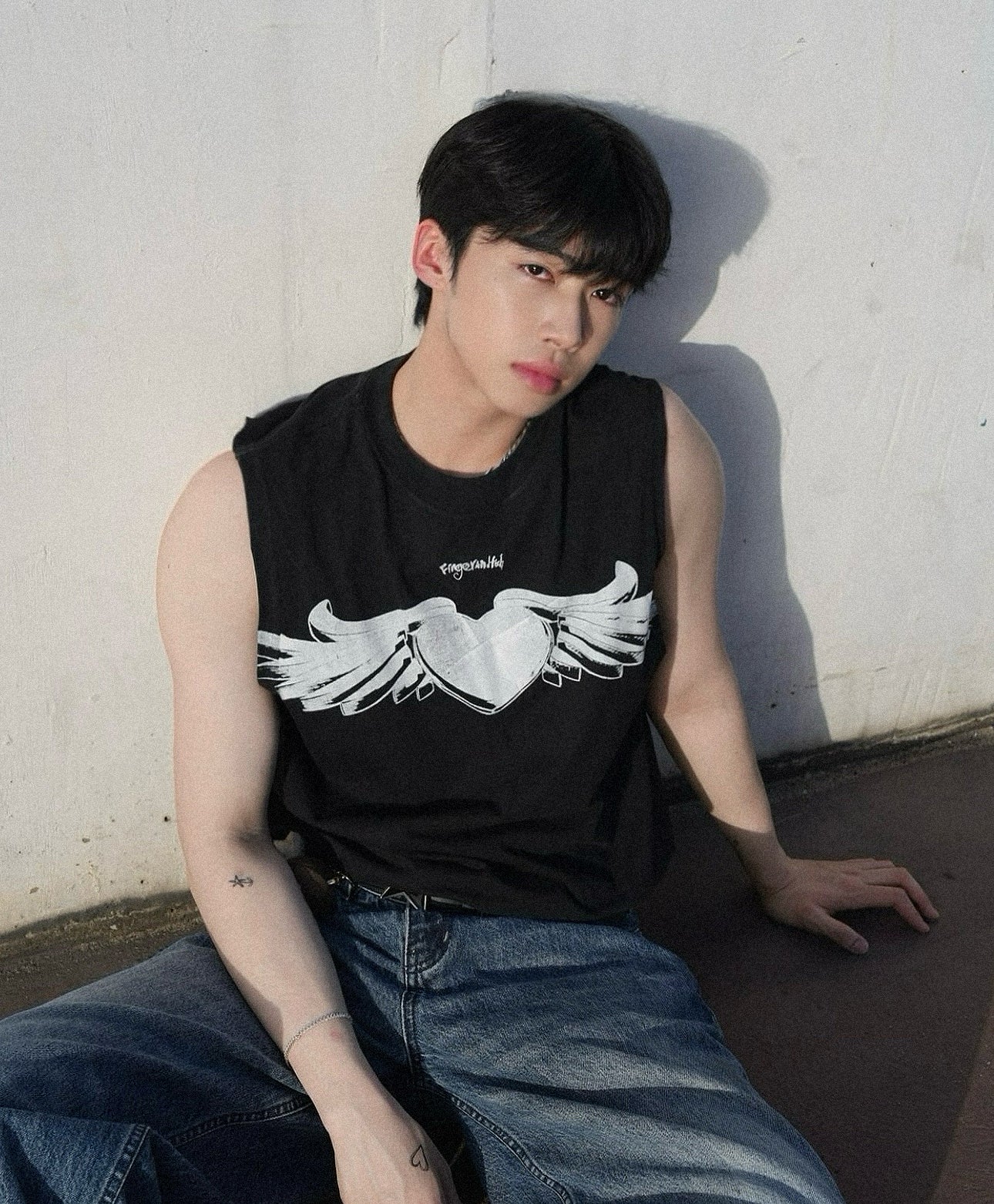 "Heart Deco" Sleeveless Shirt (Handprintd)
