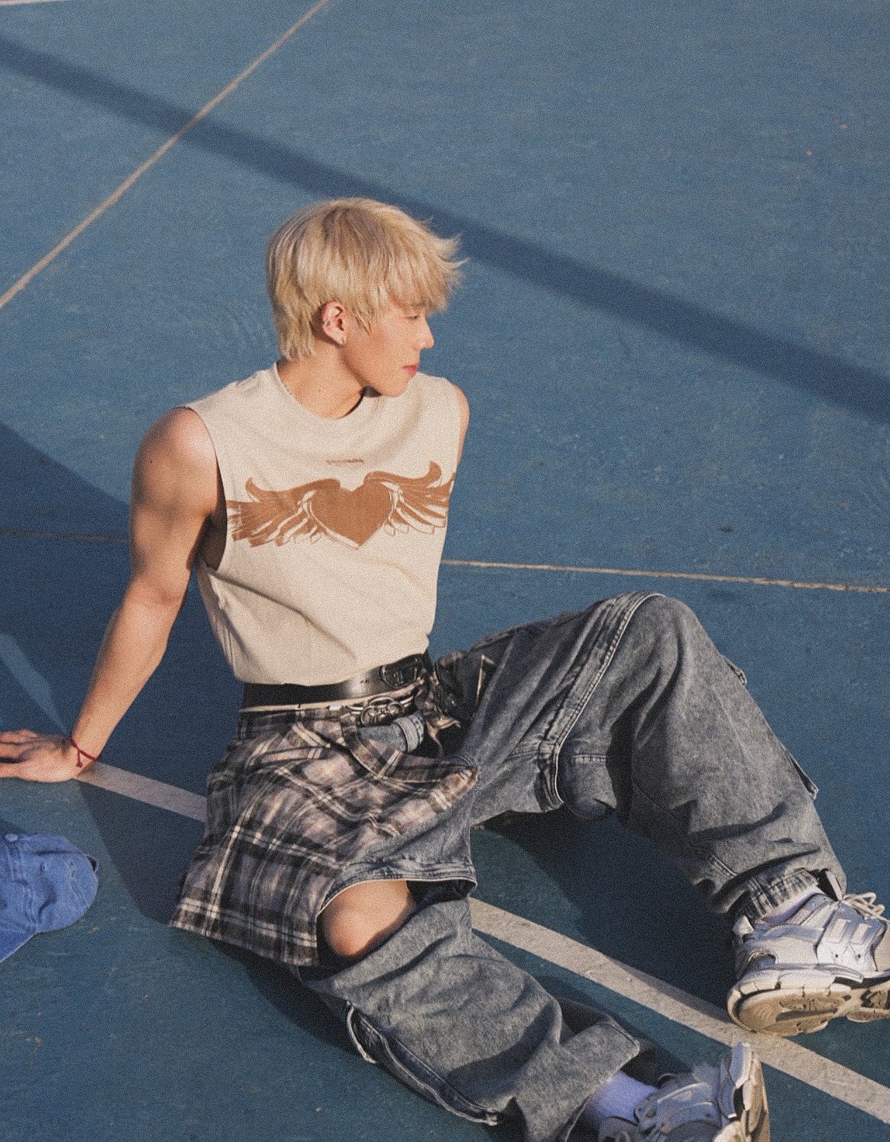 "Heart Deco" Sleeveless Shirt (Handprintd)