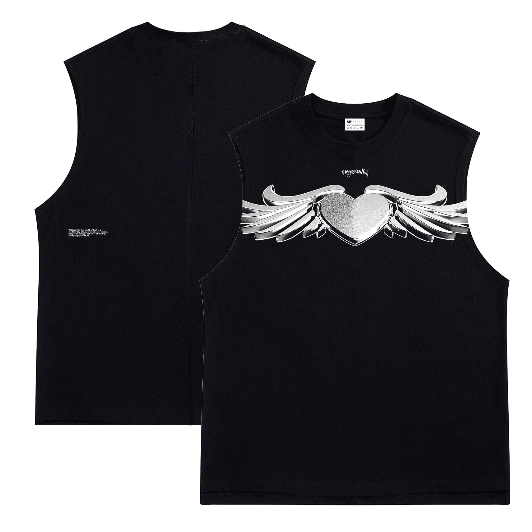 "Heart Deco" Sleeveless Shirt (Handprintd)